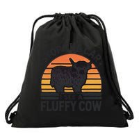 Stop The Car I See Fluffy Cow Retro Highland Cow Lover Funny Drawstring Bag