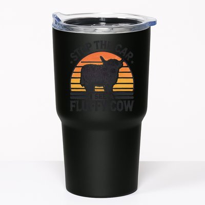 Stop The Car I See Fluffy Cow Retro Highland Cow Lover Funny Tumbler