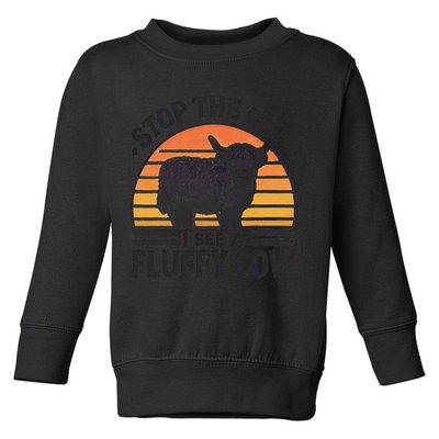 Stop The Car I See Fluffy Cow Retro Highland Cow Lover Funny Toddler Sweatshirt