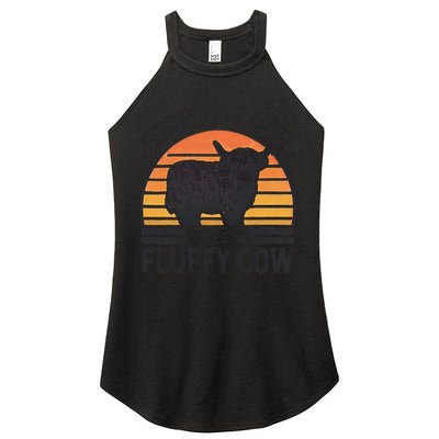 Stop The Car I See Fluffy Cow Retro Highland Cow Lover Funny Women's Perfect Tri Rocker Tank