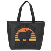 Stop The Car I See Fluffy Cow Retro Highland Cow Lover Funny Zip Tote Bag