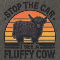 Stop The Car I See Fluffy Cow Retro Highland Cow Lover Funny Cotton Canvas Backpack