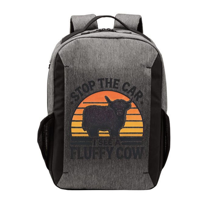Stop The Car I See Fluffy Cow Retro Highland Cow Lover Funny Vector Backpack