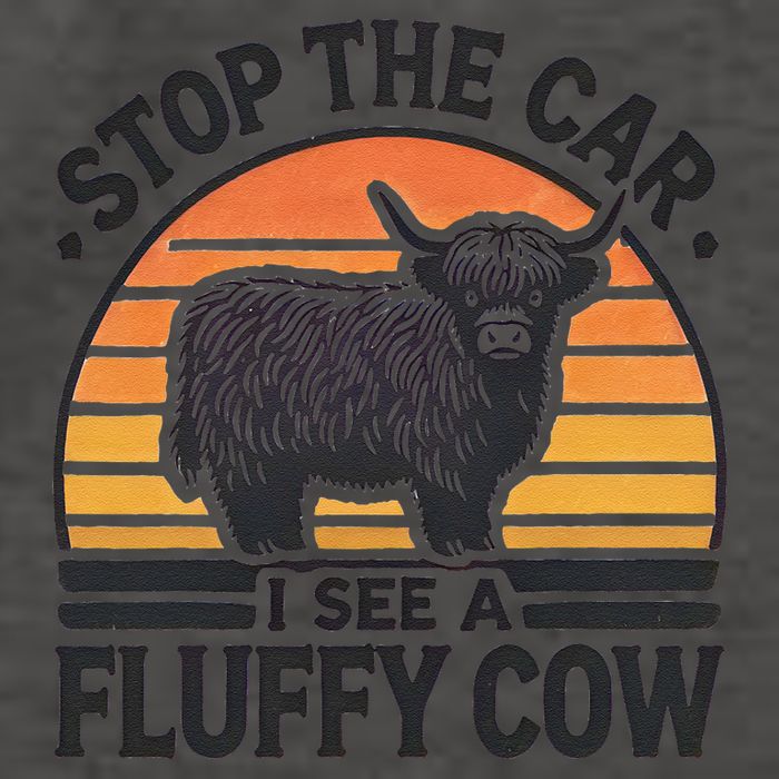 Stop The Car I See Fluffy Cow Retro Highland Cow Lover Funny Vector Backpack