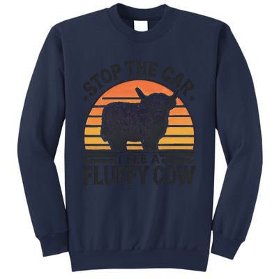 Stop The Car I See Fluffy Cow Retro Highland Cow Lover Funny Sweatshirt