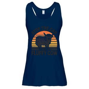 Stop The Car I See Fluffy Cow Retro Highland Cow Lover Funny Ladies Essential Flowy Tank