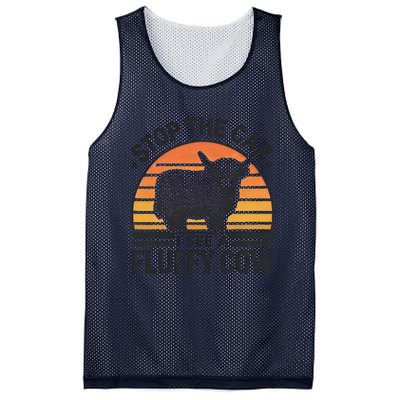 Stop The Car I See Fluffy Cow Retro Highland Cow Lover Funny Mesh Reversible Basketball Jersey Tank