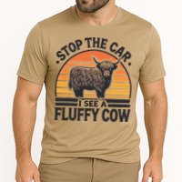 Stop The Car I See Fluffy Cow Retro Highland Cow Lover Funny Cooling Performance Crew T-Shirt