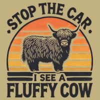 Stop The Car I See Fluffy Cow Retro Highland Cow Lover Funny Cooling Performance Crew T-Shirt