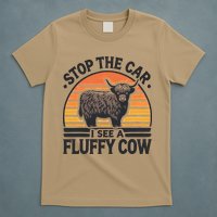 Stop The Car I See Fluffy Cow Retro Highland Cow Lover Funny T-Shirt
