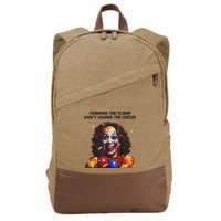 Support Trump Changing The Clown Won’T Change The Circus Kamala Harris Cotton Canvas Backpack
