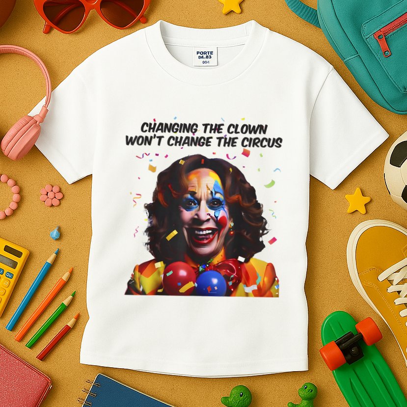 Support Trump Changing The Clown Won’T Change The Circus Kamala Harris Kids T-Shirt