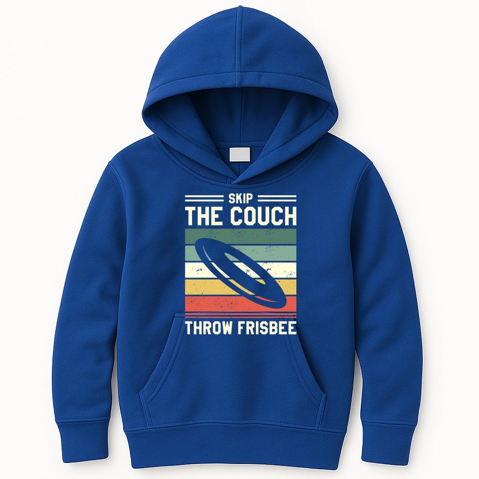 Skip The Couch Throw Frisbee Gift Kids Hoodie