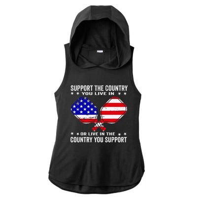 Support The Country You Live In Usa 4th Of July Pickleball Ladies PosiCharge Tri-Blend Wicking Draft Hoodie Tank