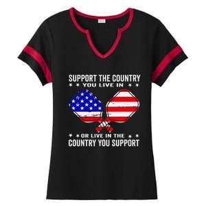 Support The Country You Live In Usa 4th Of July Pickleball Ladies Halftime Notch Neck Tee