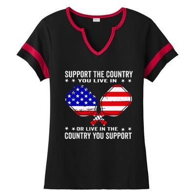 Support The Country You Live In Usa 4th Of July Pickleball Ladies Halftime Notch Neck Tee