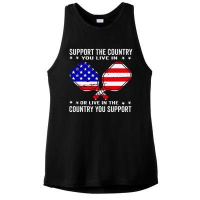 Support The Country You Live In Usa 4th Of July Pickleball Ladies PosiCharge Tri-Blend Wicking Tank