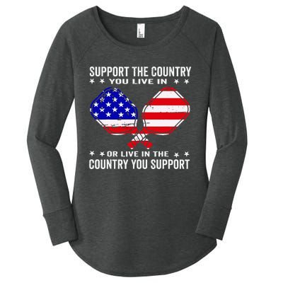 Support The Country You Live In Usa 4th Of July Pickleball Women's Perfect Tri Tunic Long Sleeve Shirt