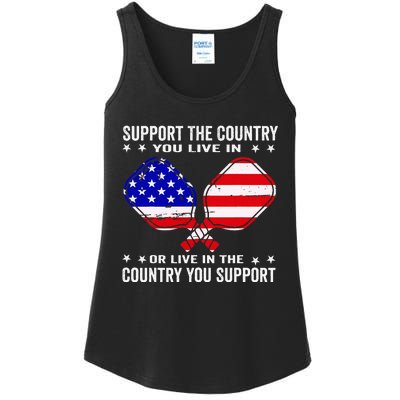 Support The Country You Live In Usa 4th Of July Pickleball Ladies Essential Tank