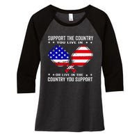 Support The Country You Live In Usa 4th Of July Pickleball Women's Tri-Blend 3/4-Sleeve Raglan Shirt