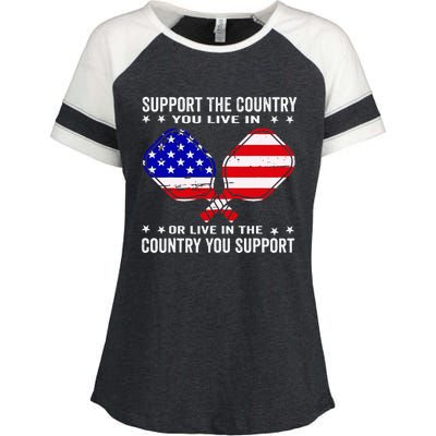 Support The Country You Live In Usa 4th Of July Pickleball Enza Ladies Jersey Colorblock Tee