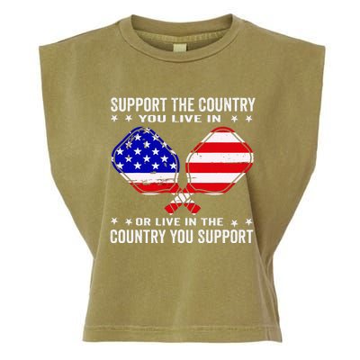 Support The Country You Live In Usa 4th Of July Pickleball Garment-Dyed Women's Muscle Tee