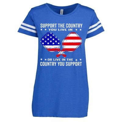 Support The Country You Live In Usa 4th Of July Pickleball Enza Ladies Jersey Football T-Shirt