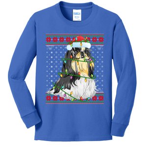 Shih Tzu Christmas Lights Ugly Sweater Shih Tzu Dog Xmas Funny Gift Kids Long Sleeve Shirt