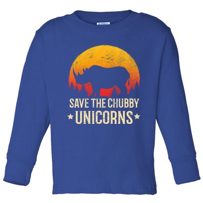 Save The Chubby Unicorns Cute Gift Retro Sunset Gift Toddler Long Sleeve Shirt