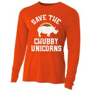 Save The Chubby Unicorns Gift Rhino Endangered Animal Cooling Performance Long Sleeve Crew