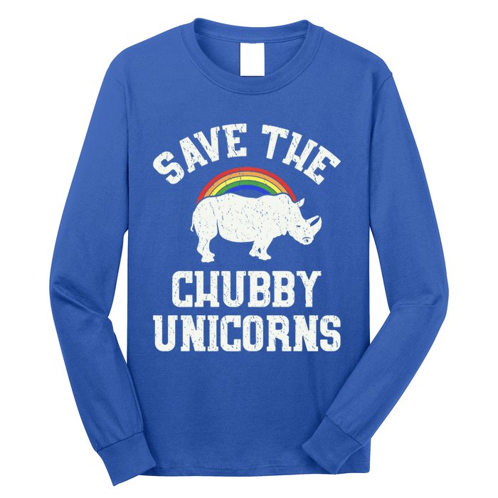 Save The Chubby Unicorns Gift Rhino Endangered Animal Long Sleeve Shirt