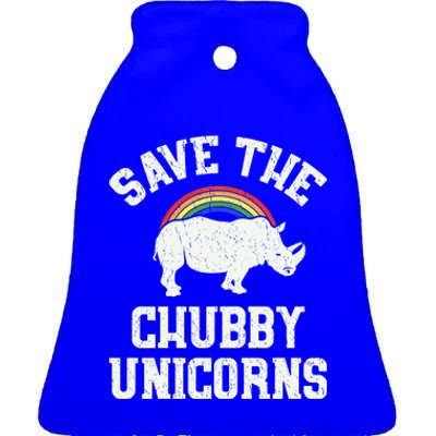 Save The Chubby Unicorns Gift Rhino Endangered Animal Ceramic Bell Ornament