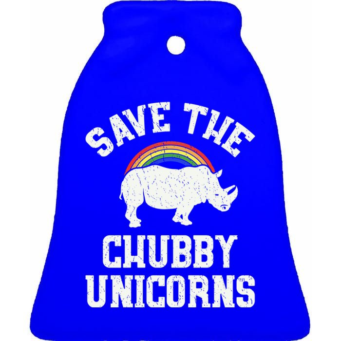 Save The Chubby Unicorns Gift Rhino Endangered Animal Ceramic Bell Ornament