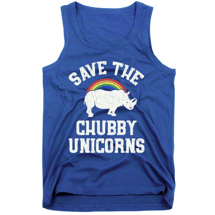 Save The Chubby Unicorns Gift Rhino Endangered Animal Tank Top