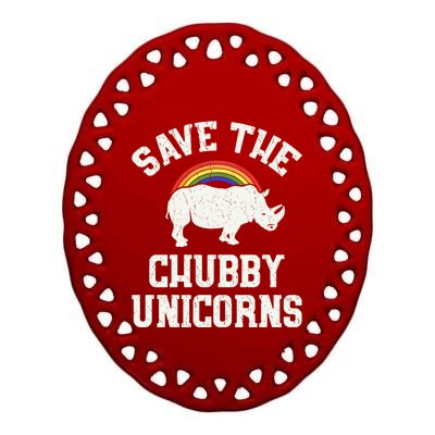 Save The Chubby Unicorns Gift Rhino Endangered Animal Ceramic Oval Ornament