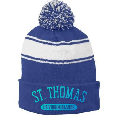 St Thomas Cool Gift Classic Style St Thomas Us Virgin Islands Gift Stripe Pom Pom Beanie