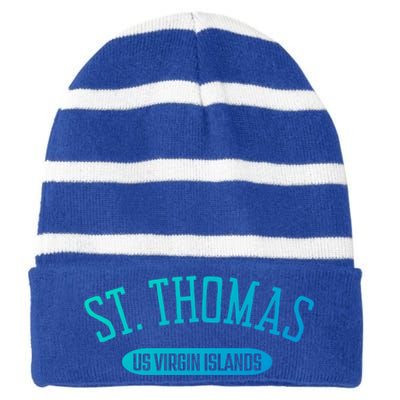 St Thomas Cool Gift Classic Style St Thomas Us Virgin Islands Gift Striped Beanie with Solid Band