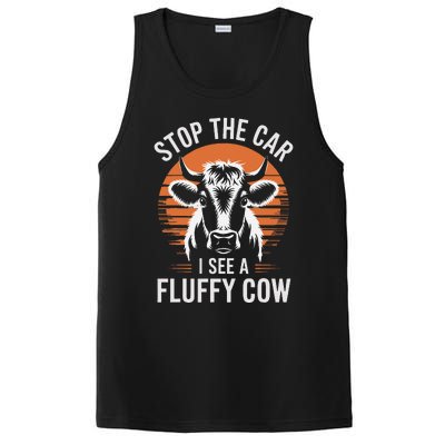 Stop The Car I See Fluffy Cow Retro Highland Cow Lover Funny PosiCharge Competitor Tank