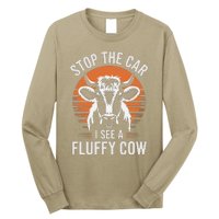 Stop The Car I See Fluffy Cow Retro Highland Cow Lover Funny Long Sleeve Shirt