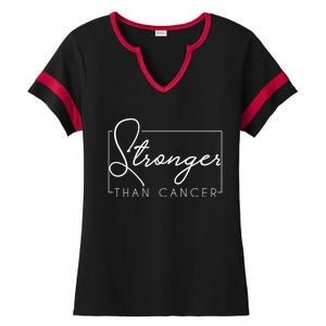 Stronger Than Cancer Cute Gift For Cancer Patient Cute Gift Ladies Halftime Notch Neck Tee