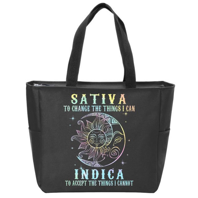 Sativa To Change The Things I Can Indica Cannabis W Zip Tote Bag