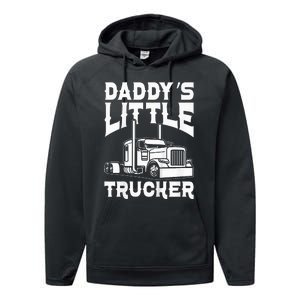 Semi Truck DaddyS Little Trucker Performance Fleece Hoodie