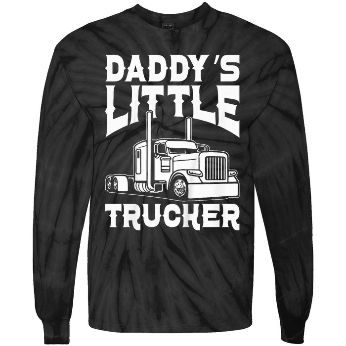 Semi Truck DaddyS Little Trucker Tie-Dye Long Sleeve Shirt