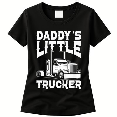 Semi Truck DaddyS Little Trucker Womens T-Shirt