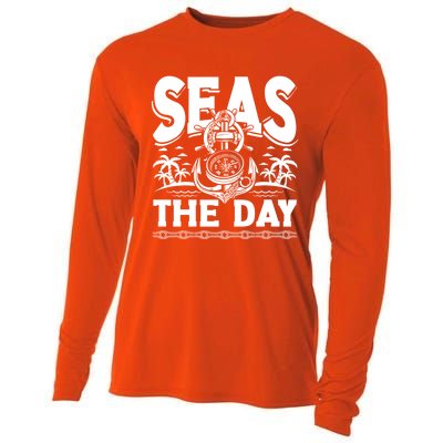 Seas The Day Sea Sailor Maritime Gift Cooling Performance Long Sleeve Crew