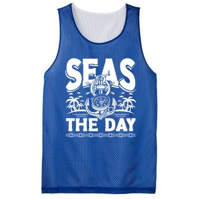 Seas The Day Sea Sailor Maritime Gift Mesh Reversible Basketball Jersey Tank