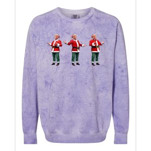 Santa Trump Dance Funny Trump Christmas Elf Santa Claus Xmas Colorblast Crewneck Sweatshirt