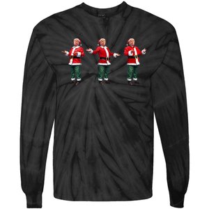 Santa Trump Dance Funny Trump Christmas Elf Santa Claus Xmas Tie-Dye Long Sleeve Shirt