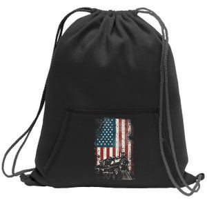 Steam Train Driver Trainspotting Locomotive American Flag Sweatshirt Cinch Pack Bag