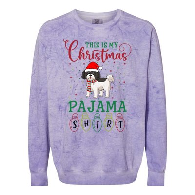 Shih Tzu Dog Xmas Light Funny This Is My Christmas Pajama Gift Colorblast Crewneck Sweatshirt